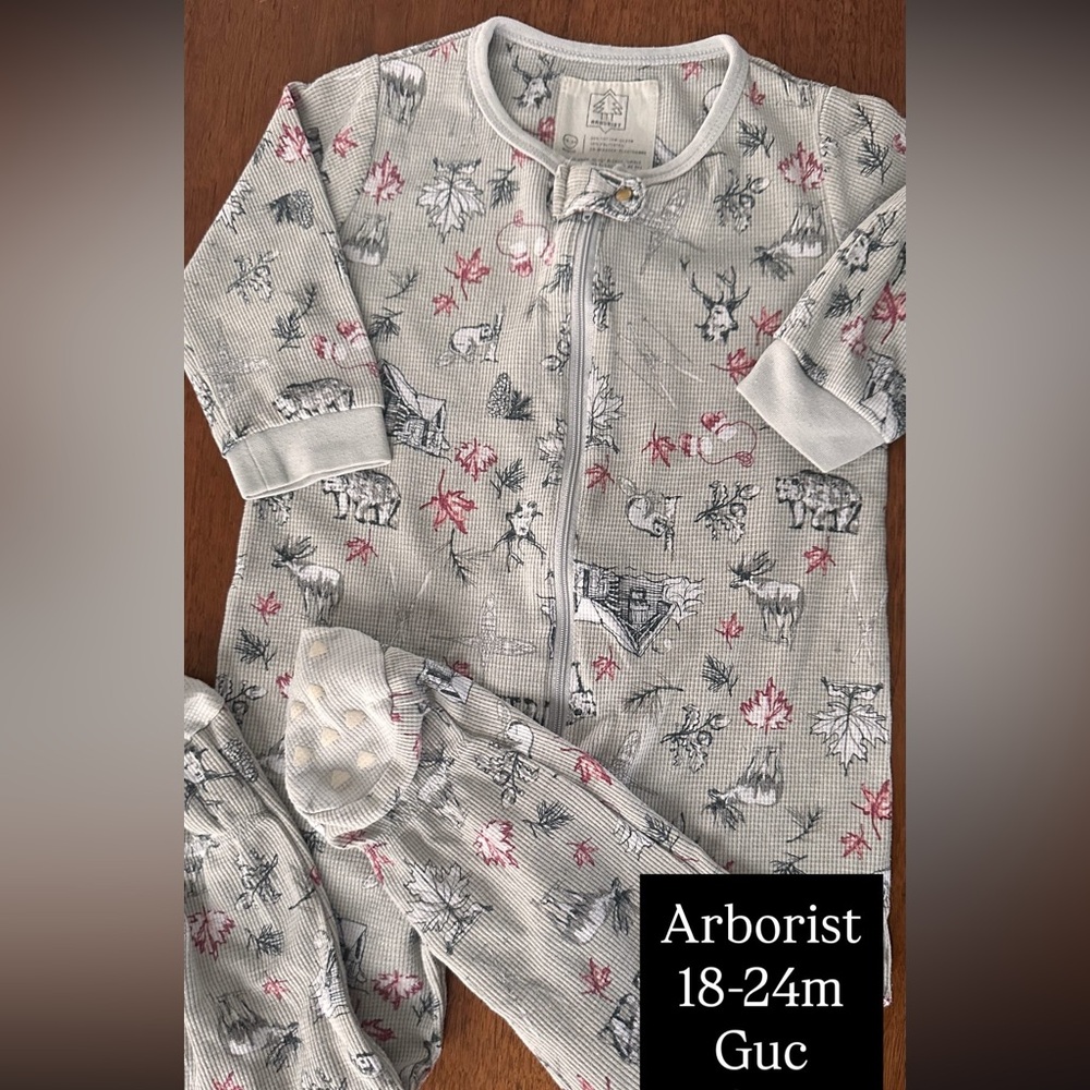 Arborist Kids Pajamas - Gray with Animal Print